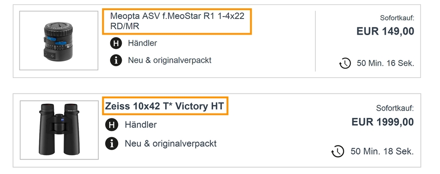Screenshot der Produktuebersichtsseite