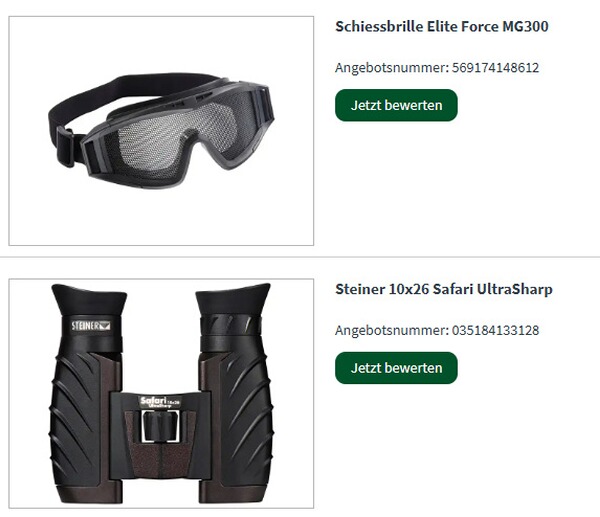 Screenshot der Abgabe fuer einen Artikel
