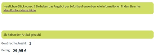 Screenshot Artikel gekauft