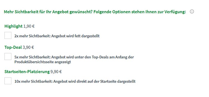 Auswahl Sichtbarkeit