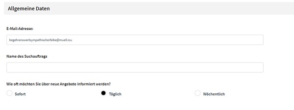 Screenshot Suchauftrag anlegen