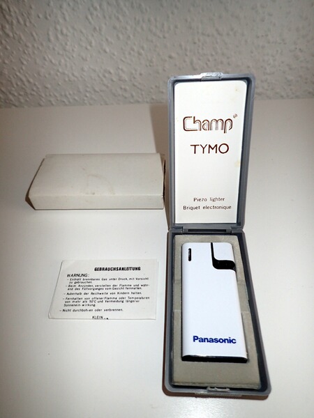 Feuerzeug, Gas, Champ TYMO, Panasonic-Werbeaufdruck, neu + OVP!