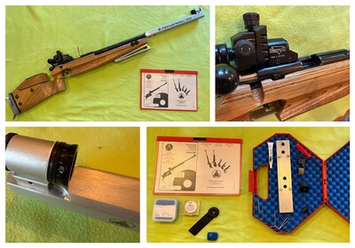 Feinwerkbau 2602 KK Match Gewehr .22lfb mit Anschütz Diopter sowie Zubehör, Holzschaft rechts