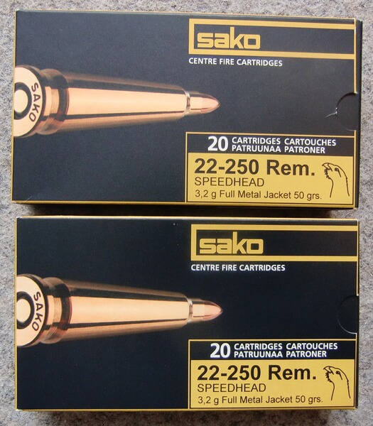 MUNITION: 40 PATRONEN KAL. 22-250 Rem., AB LAGER LIEFERBAR!!!