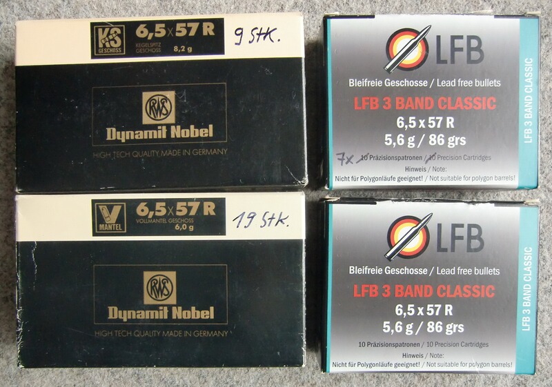 MUNITION: 45 PATRONEN KAL. 6,5x57R, AB LAGER LIEFERBAR!!!