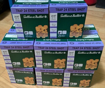 Schrotpatronen / Schrotmunition Trap Stahl 20/67 S&B 24g 350 Schuss