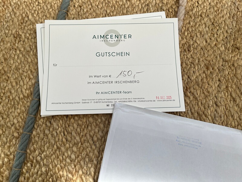 Zwei Gutscheine im Gesamtwert von 300,- Euro für den Aimcenter Irschenberg D-83737