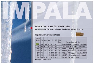 Geschosse Wiederlader .308 *bleifrei* Impala