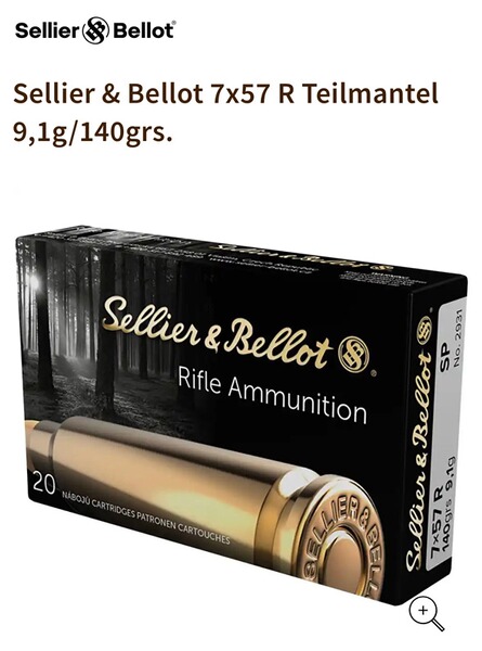 5x20 Munition OVP Sellier & Bellot 7x57R 140grs 9,1g SP