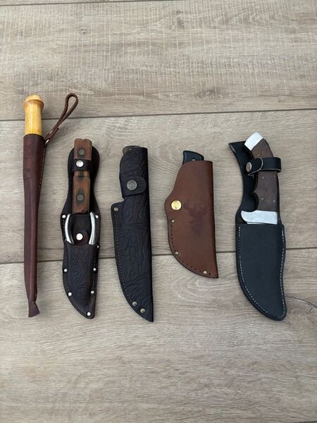 5-teiliges Jagdmesser & Outdoor Konvolut – Marttiini, Rigid Skinner mit Guthook, Sargent Set & XCH