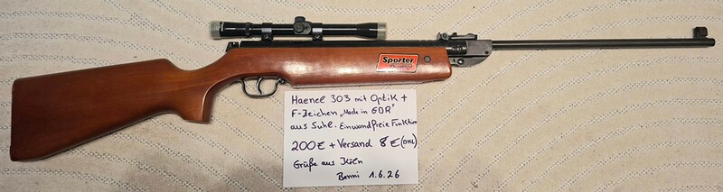 Haenel 303 DDR Luftgewehr mit Optik und F Zeichen für Sammler