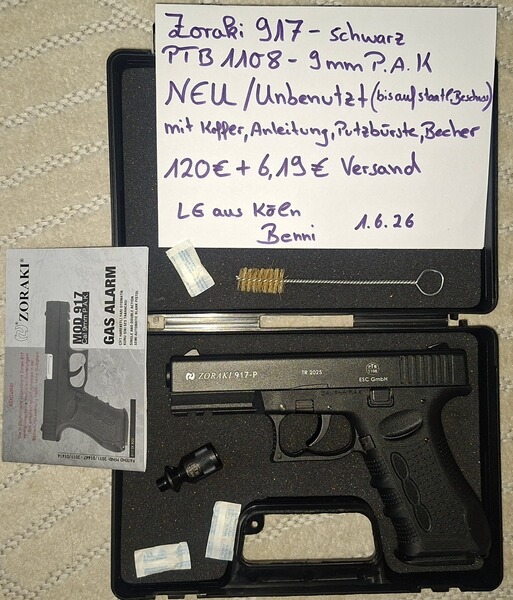 Zoraki 917 schwarz PTB 1108 9mm P.A.K NEU UND OVP