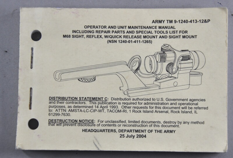 Original US-Dienstvorschrift für das Reflex-Visier M68 zum M16 Sturmgewehr