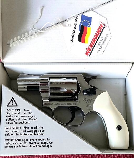 Weihrauch HW37 Chrom Kal.9mm R.Knall Elfenbein-Imitat-Griffschalen. Unikat!