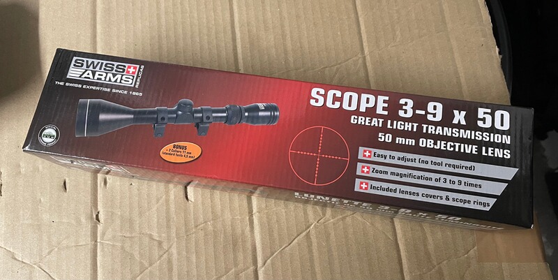 Zielfernrohr 3–9x50 Swiss Arms inkl. Montageringe + Werkzeug