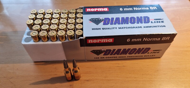 Munition - 6 mm Norma BR – 50 Stück Norma Diamond Line-Patronen – 105 grs