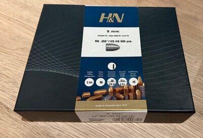 H&N Geschosse 9mm, .356, 125 grs HS, Round Nose - 500 Stück