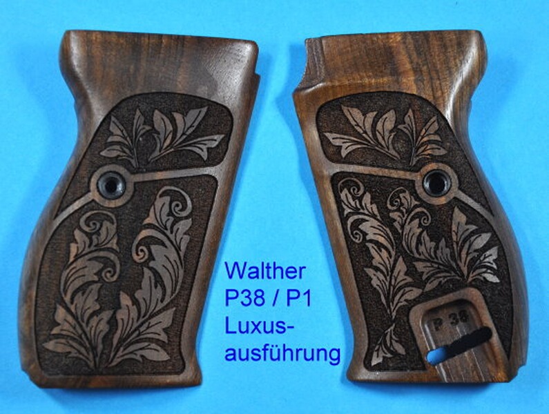 Luxus-Nussbaum-Griffschalen für Pistole Walther P38 / P1