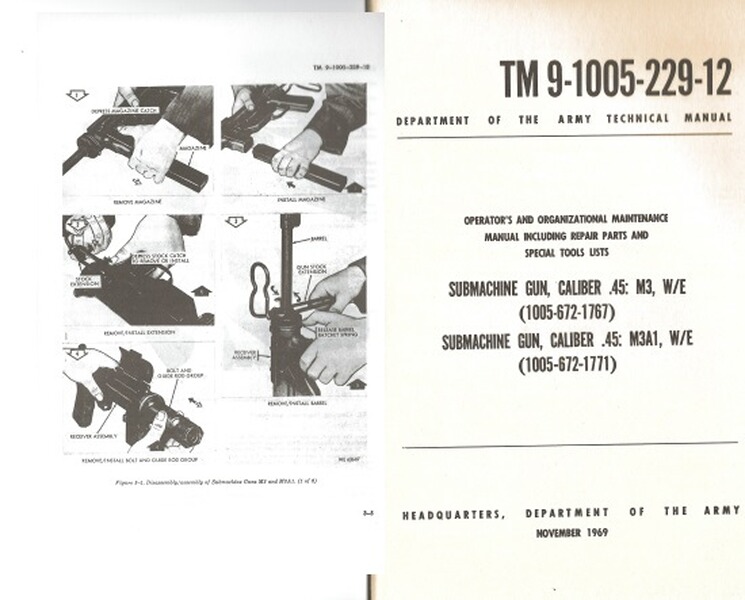 Nachdruck US-Dienstvorschrift Maschinenpistole M3 "Grease Gun"