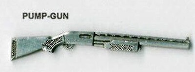 Pump-Gun als Metall-Anstecker