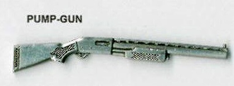 Pump-Gun als Metall-Anstecker