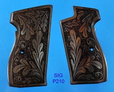 Luxus-Nussbaum-Griffschalen für Pistole SIG P210 ohne Fangriemenöse