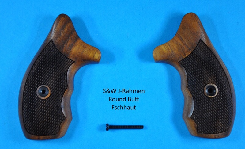 Nussbaub-Griffschalen mit Fischhaut für S&W J-Rahmen Round Butt (runder Rahmen), HW37 u. 88, EGR 66