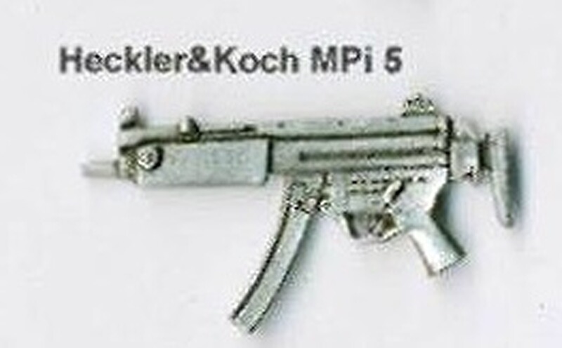 HK MP 5 mit Teleskopschaft als Metall-Anstecker