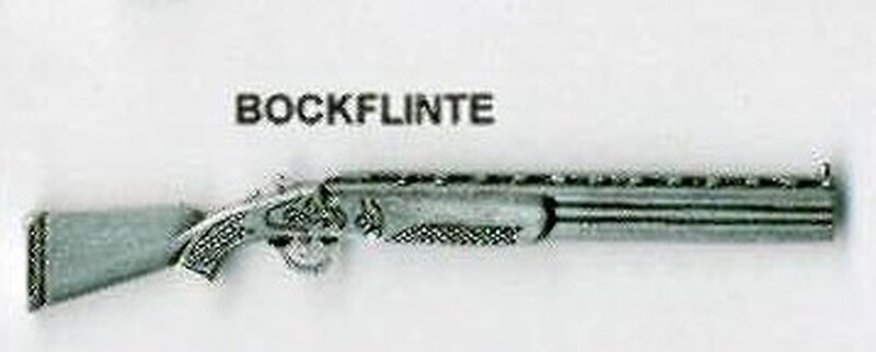 Doppelflinte als Metall-Anstecker