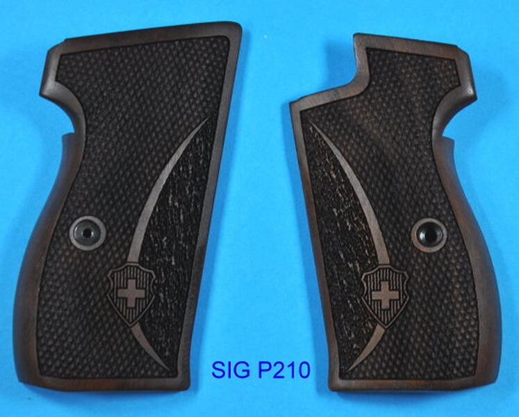 Nussbaum-Griffschalen für Pistole SIG P210 ohne Fangriemenöse
