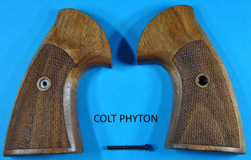 Nussbaum-Griffschalen für Colt PHYTON mit Fischhaut