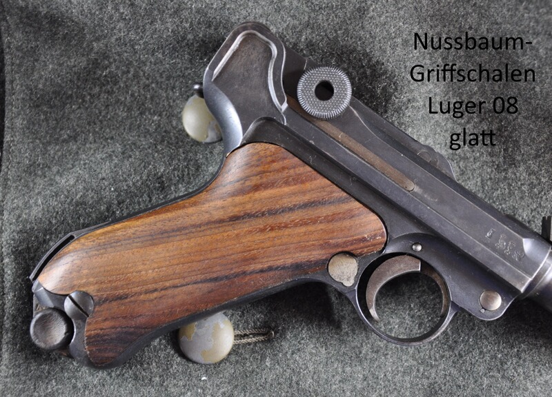 glatte Nussbaum-Griffschalen für Pistole 08 Luger