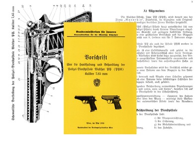 Nachdruck Dienstvorschrift Pistolen Walther PP und PPK Polizei Österreich 1955