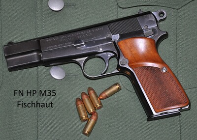 Nussbaum-Griffschalen für FN HP M35 mit Fischhaut