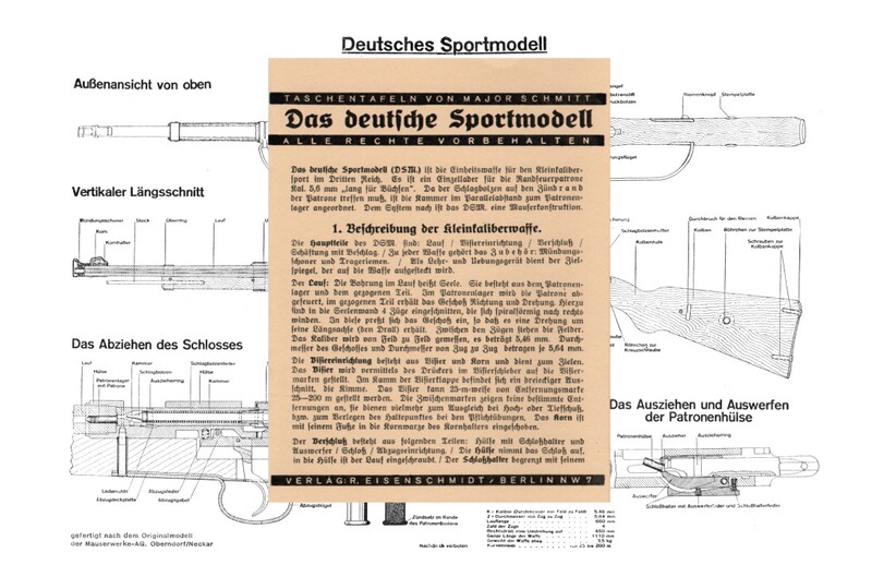 Nachdruck Wehrmacht Taschenkarte Wehrsport KK-Gewehr "Deutsches Sportmodell"