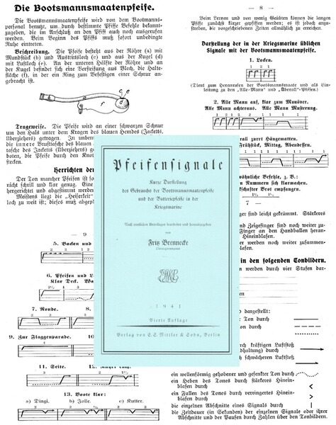 Nachdruck Kriegsmarine Vorschrift Pfeifensignale von 1941