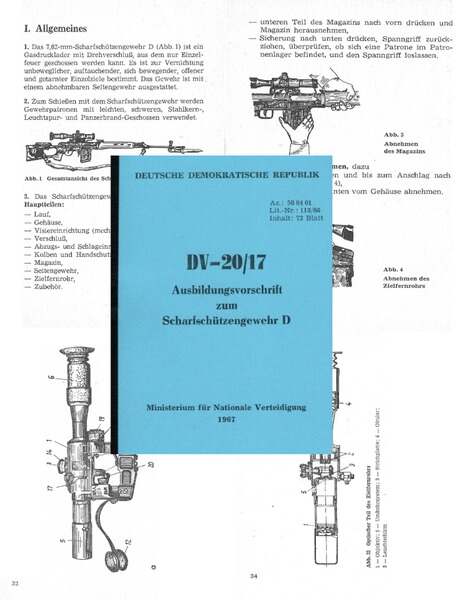 Nachdruck DDR NVA Dienstvorschrift zum Scharfschützen-Gewehr D "DRAGUNOW"
