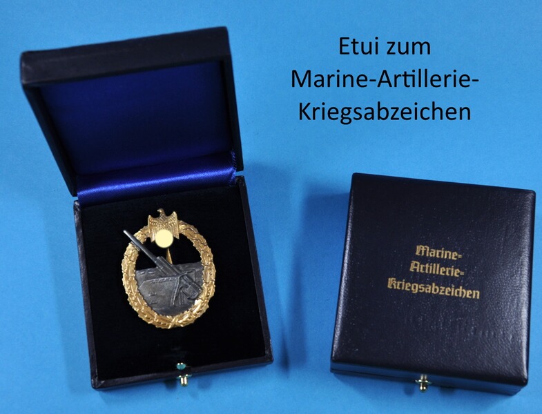 Etui zum Marine-Artillerie-Kriegsabzeichen mit waagerechter Nadel Repro !!!