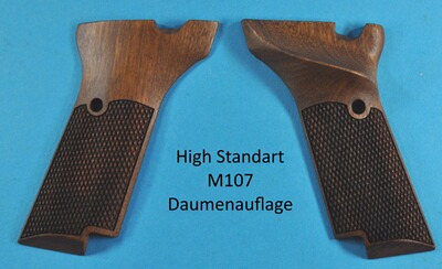 Nussbaum-Griffschalen für Pistole S&W High Standart M-107 mit Daumenauflage