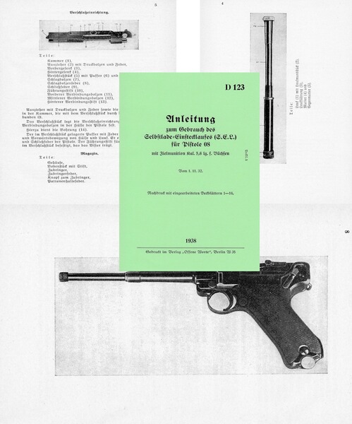 Nachdruck Dienstvorschrift Wehrmacht zum Einstecklauf Pistole 08 Luger