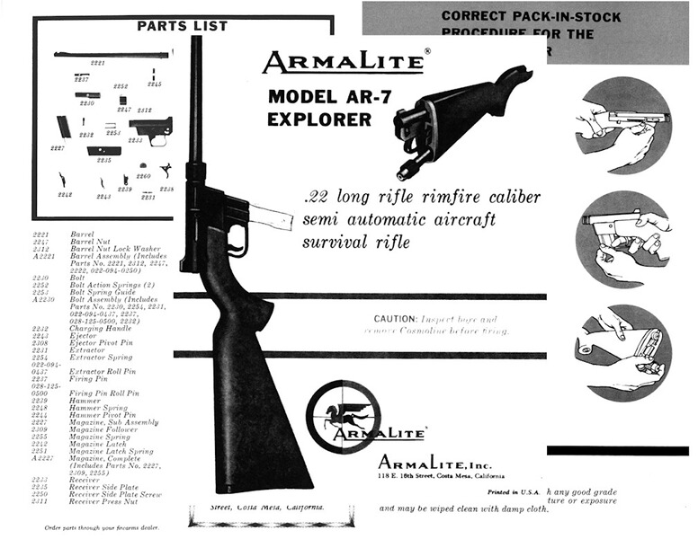 Nachdruck Bedienungsanleitung Überlebensgewehr AR-7 Cal. .22LR