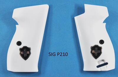 Weiße Griffschalen für Pistole SIG P210 mit schweizer Logo