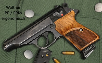 ergonomisch geformte Griffschalen für Walther PP und PPKs (nicht PPK) aus Nussbaum