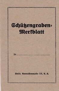 Nachdruck Schützengraben-Merkblatt für den Gaskampf