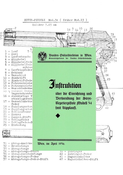 Nachdruck Dienstvorschrift Pistole Steyr M33 (M13)