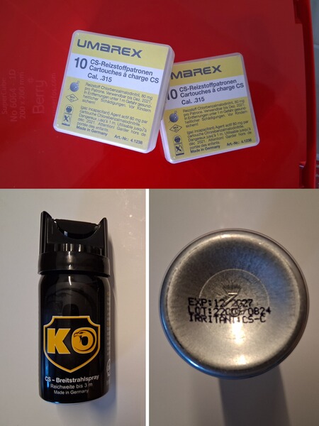 20 Stück CS Gaspatronen Reizstoffpatronen Cal. .315... plus Gas-Abwehrspray