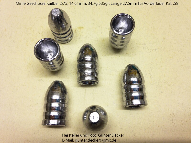 Minie Geschosse Kaliber .575 14,61mm 535gr für Vorderlader Gewehre Kaliber .58
