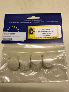 Schusspflaster Vorderlader Kal. .31-.33 Ø 20mm Stärke 0,42mm oder 0,017inch Pedersoli