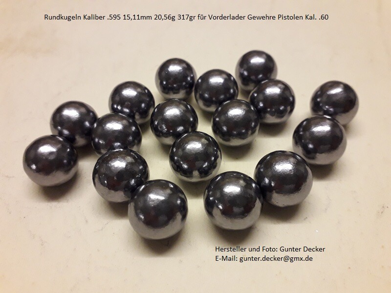 Rundkugeln Kal. .595 15,11mm 317gr für Vorderlader Gewehre Kaliber .60