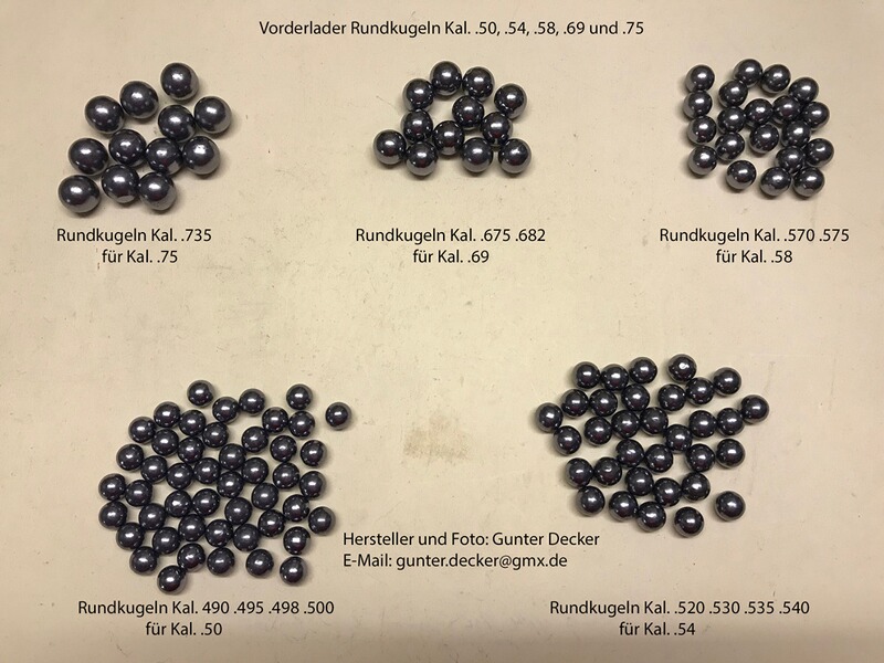 Rundkugeln Kaliber .675 17,15mm sowie Kal. .682 17,32mm für Vorderlader Gewehre Musketen Kaliber .69